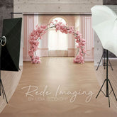 Aperturee - Aperturee Pink Rose Arch Romantic Palace Wedding Sweep Backdrop